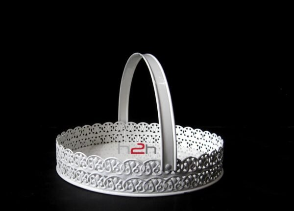 Round Metal hamper Basket White 9.5 inches