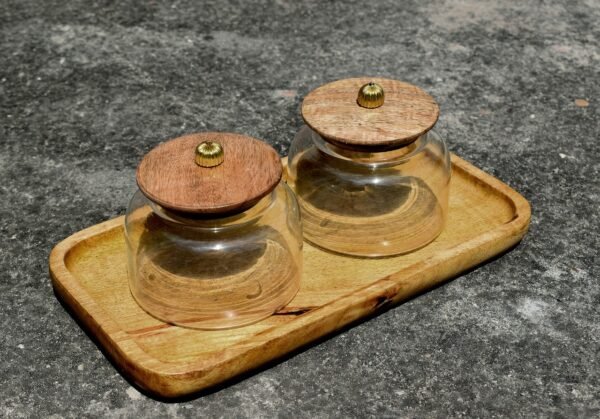 Wooden Tray Set, Gift Set, Air tight glass Jar, Chocolate Packing, Dry Fruit Packing, Gift Box house2home h2h