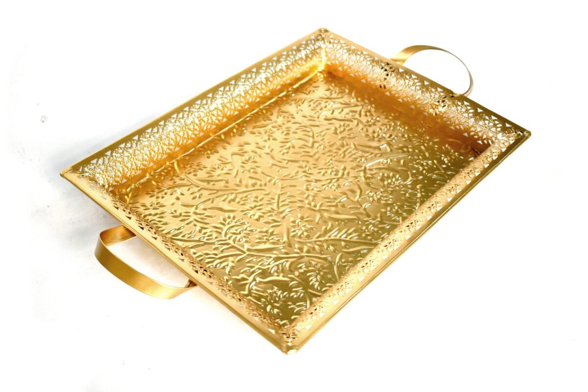 Carved Metal Gift tray Hamper Basket Dry Fruit Packing Chocolate Packing house2home