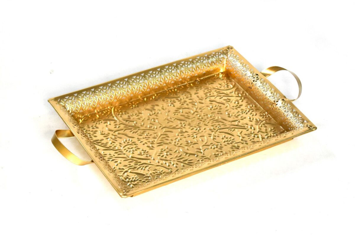 Carved Metal Gift tray Hamper Basket Dry Fruit Packing Chocolate Packing house2home