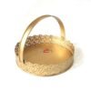 Round Metal Hamper Basket Golden and White House2Home Gift Basket
