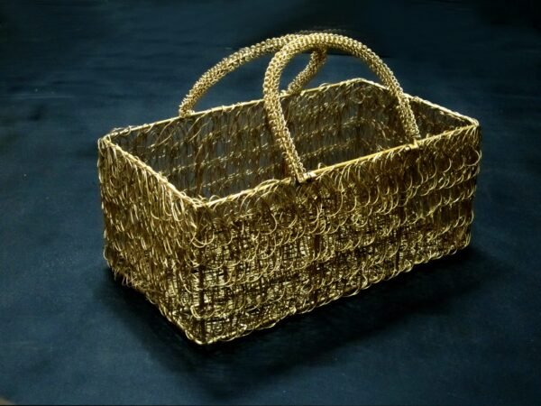 Wire Metal Hamper basket, Gift Basket Dry Fruit Packing, Wedding Gift, Return Gift, House2home, Decorative, handmade, Diwali Gift, Seasonal Gift, Golden Mesh, Wire Gold