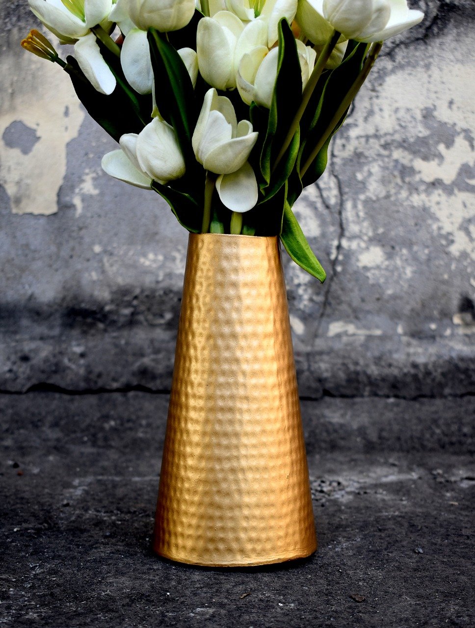 Hammered Flower Pot, Vase, Golden Vase, Planter, Decorative, Accent, House2home, h2h, Small Vase. Table Decorative, Home Decor, Decoration, house2home, h2h