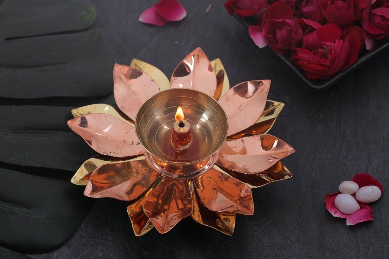 Lotus Diya, Lotus, Candle Holder, House2home, h2h, Flower Candle Holder Diya, Table Decor, Modern, Lotus Diya, Diwali Décor, Gift, Return Gift, Brass Copper Diya, Akhand Diya, Deepak