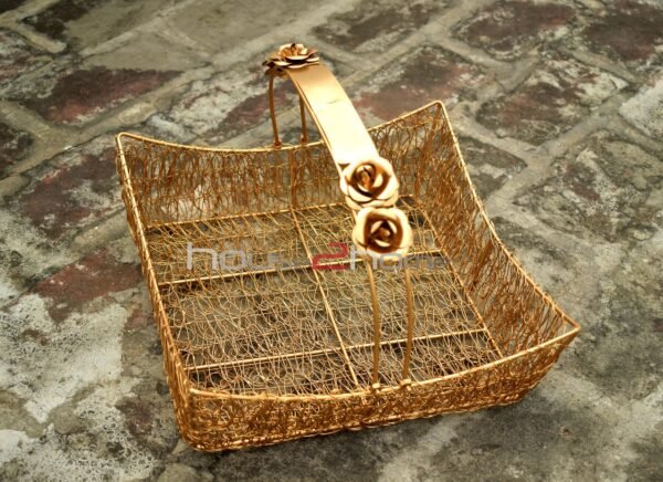 wire Mesh Basket, Hamper Basket, GOld Basket, Gift Pack, Dry Fruit Packing, Gift Basket, house2home, h2h, Diwali Gift Pack