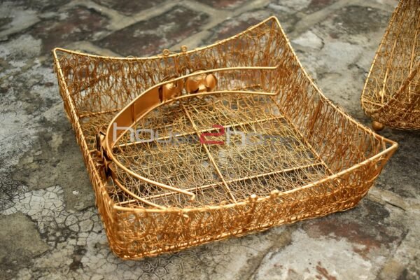 wire Mesh Basket, Hamper Basket, GOld Basket, Gift Pack, Dry Fruit Packing, Gift Basket, house2home, h2h, Diwali Gift Pack