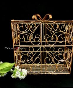 Hamper Basket, Fruit Platter, Golden, Gold, Chocolate Tray, Dry Fruit Tray, House2home, h2h, elegant platter, Wedding Gift, Return Gift, Decorative, House warming, Hamper Basket, gift pack, holiday pack, Folding, Dry Fruit Box, platter, fruit stand, truso packing, decorative packing, net mesh hamper box, bow hamper, gift box, seasonal gifting, diwali gift
