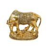 Kamdhenu Cow With Calf Idol-Antique Gold Finish - Image 11