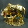 Kamdhenu Cow With Calf Idol-Antique Gold Finish - Image 10
