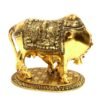 Kamdhenu Cow With Calf Idol-Antique Gold Finish - Image 8