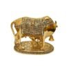 Kamdhenu Cow With Calf Idol-Antique Gold Finish - Image 5
