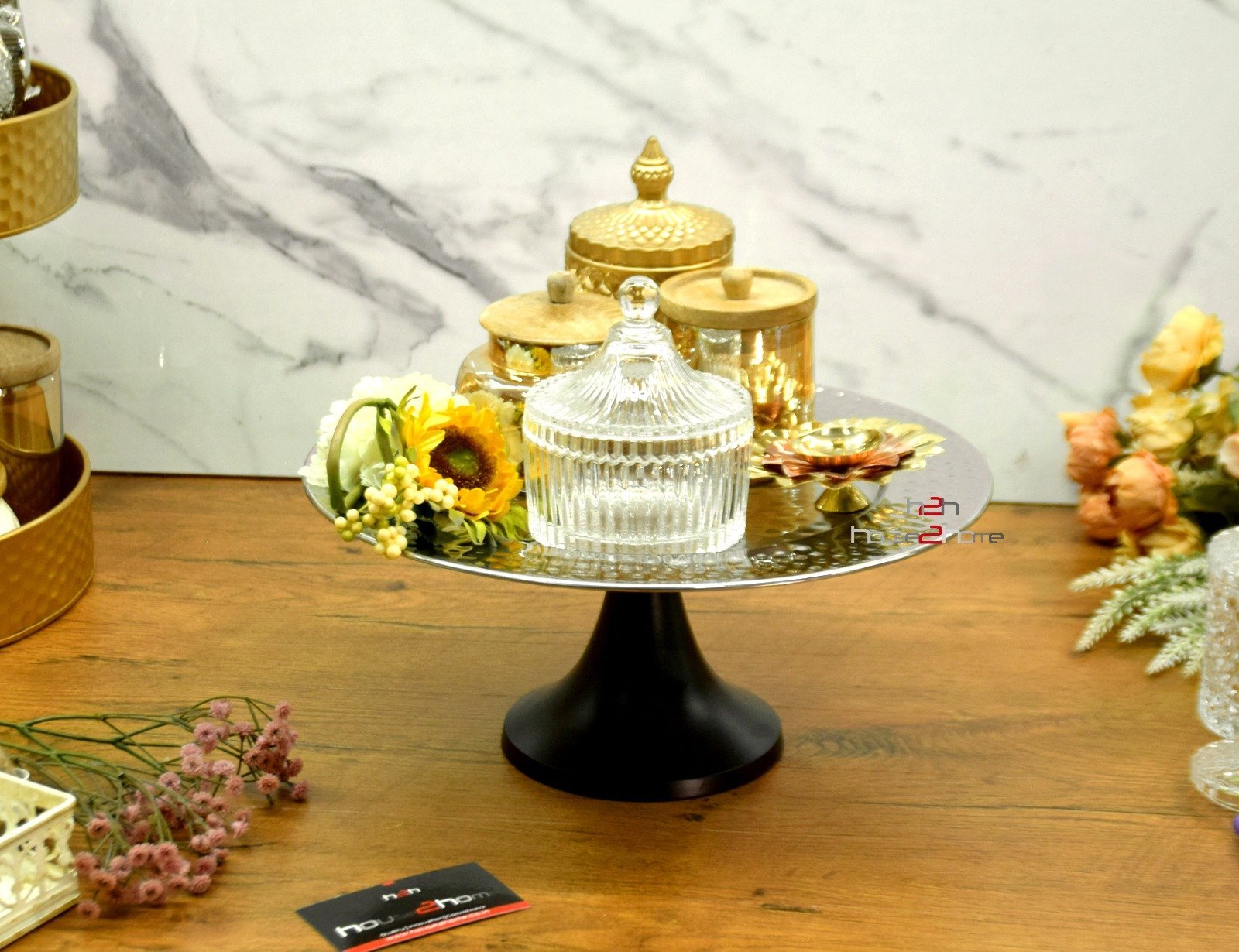 Bespoke Home - Alabaster Stoneware Footed Cake Stand-sonthuy.vn