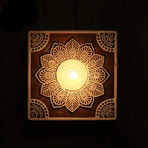 Wooden Block Tea Light Holder 4.5 inch - House2home-h2h Manufacture Metal  Wood & Glass handicrafts, Moradabad, India