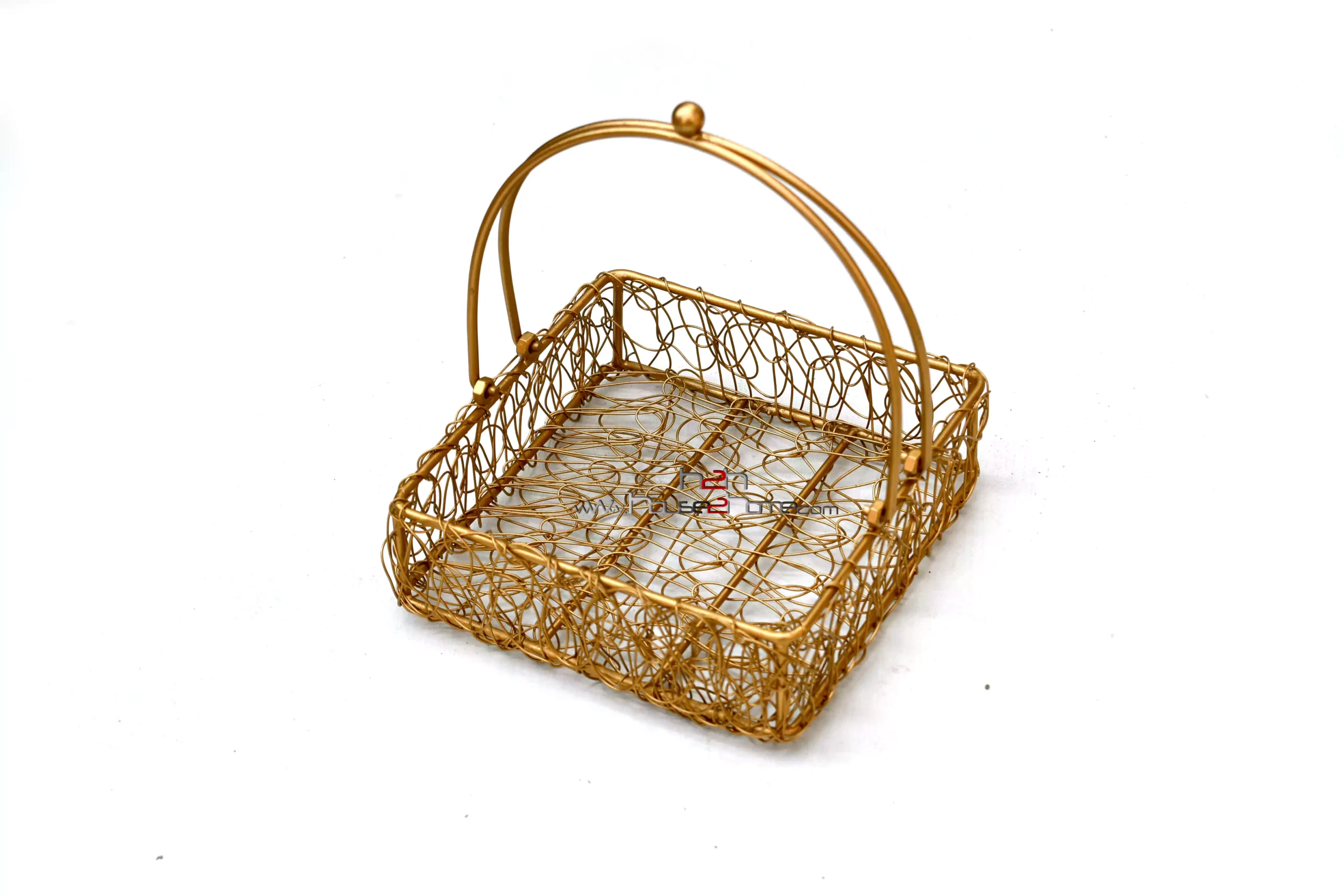 Square Wire Basket - 5.5 inches Gold
