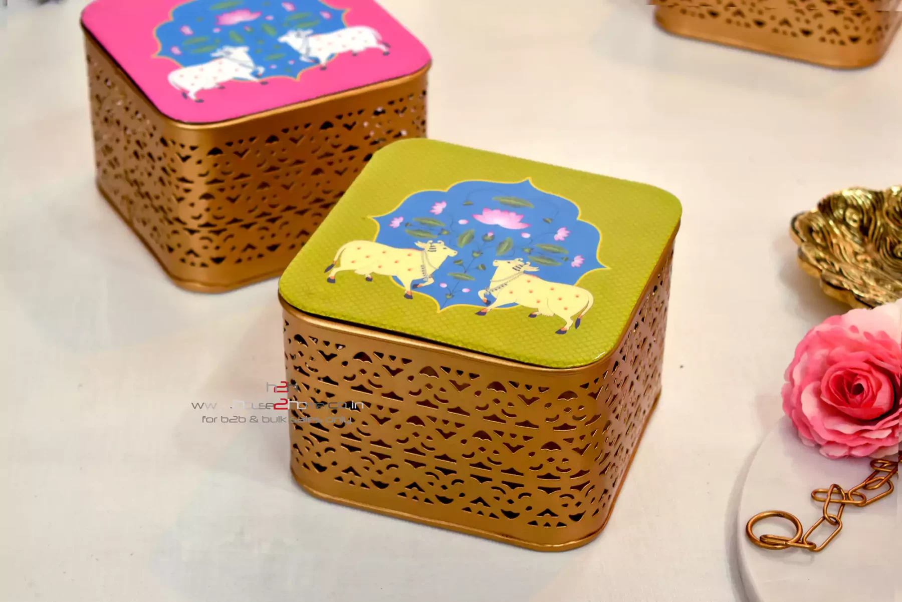 Pichwai Printed Gift Box With Lid 6x4 Inches - House2home-h2h Gifts ...