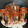A traditional hammered copper gift set designed for auspicious Dhanteras gifting and festive Diwali hamper collections.
