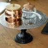 Steel Cake Stand with raised Bottom 13x6 inch Black Chrome