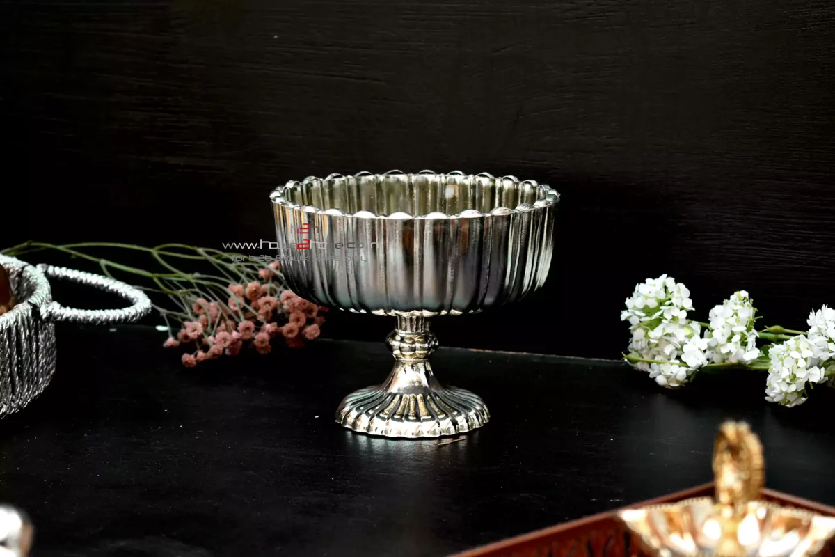 Glass Jar, Silver Hamper stand, Dry Fruit Stand, Fruit Bowl, Dry Fruit Bowl, Gift Bowl with Stand, Home Decorative, Decorative, Decor, Gifting, Elegant Packaging, Return Gift, Wedding Gift, h2h, house2home, Silver glass bowl, Glass bowl with stand, Decorative glass bowl, Silver plated bowl, Silver serving bowl, Glass bowl for gifting, Premium glass bowl, Luxury silver bowl, Silver bowl with base, Fancy glass bowl, Wedding gift bowl, Return gift bowl, Anniversary gift bowl, Diwali gift bowl, Festival gift bowl, Housewarming gift bowl, Corporate gift bowl, Engagement gift bowl, Decorative gift bowl, Traditional gift bowl, Dry fruit serving bowl, Chocolate serving bowl, Sweet serving bowl, Silver bowl for dry fruits, Silver bowl for chocolates, Silver bowl for sweets, Decorative fruit bowl, Silver bowl for pooja, Hamper packing bowl, Premium gifting bowl, Silver finish glass bowl, Silver-plated decorative bowl, Handcrafted silver bowl, Antique finish silver bowl, Designer silver bowl, Embossed silver bowl, Carved silver bowl, Engraved silver bowl, Mirror finish silver bowl, Traditional silver bowl, Bulk gifting bowl, Wholesale silver bowl, Silver bowl manufacturer, Bulk return gifts, Gift box with silver bowl, Wedding return gifts wholesale, Silver bowl for hamper, Festival gift packaging, Gift-ready silver bowl, Silver bowl for gift tray, Silver urli bowl, Pooja silver bowl, Silver thali accessory, Traditional Indian gift, Silver decor bowl, Temple offering bowl, Silverware gifting, Hindu wedding gift, Auspicious silver bowl, Indian festival gift, Buy silver glass bowl online, Luxury wedding gifts online, Affordable silver gift, Silver gift under 500, Silver gift under 1000, Best silver gift ideas, Trending return gifts, Premium gifting solutions, Decorative silver bowl online, Personalized silver gifts, Silver bowl centerpiece, Designer glass bowl, Elegant silver bowl, Party favor bowl, Handmade silver gift.