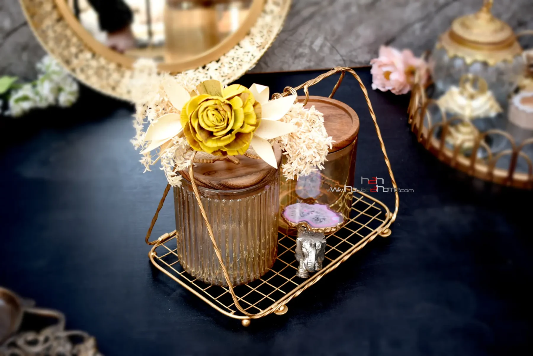 Golden Grace Single Tier Jar Hamper Stand (Foldable) 10x6x7.5 Inch ...