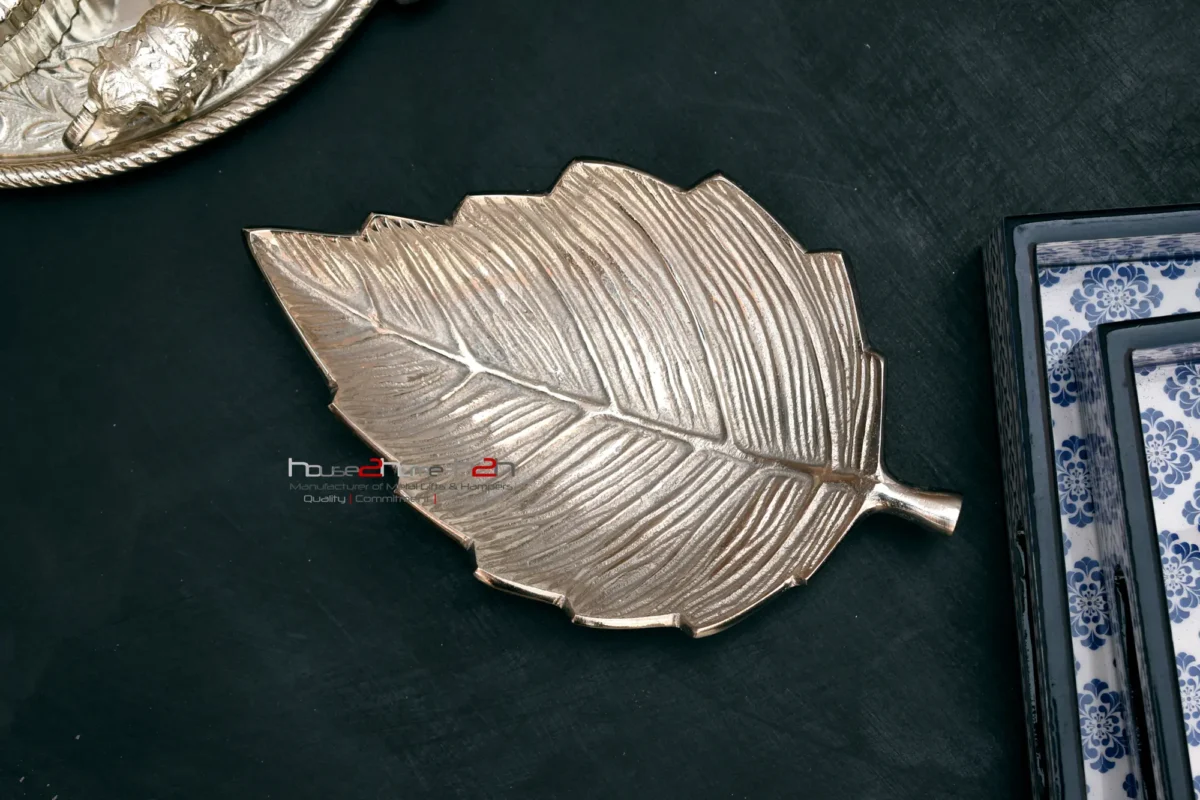 German silver leaf decorative tray for dry fruits, serving and premium gifting by House2Home Moradabad