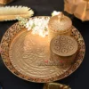 Blossom Round Carved Tray - Gold 12x2.5 inches 7 Blossom Round Carved Tray - Gold 12x2.5 inches