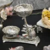 Exquisite dual-bowl diya stand, an ideal gift for Griha Pravesh housewarming and religious pooja ceremony setup