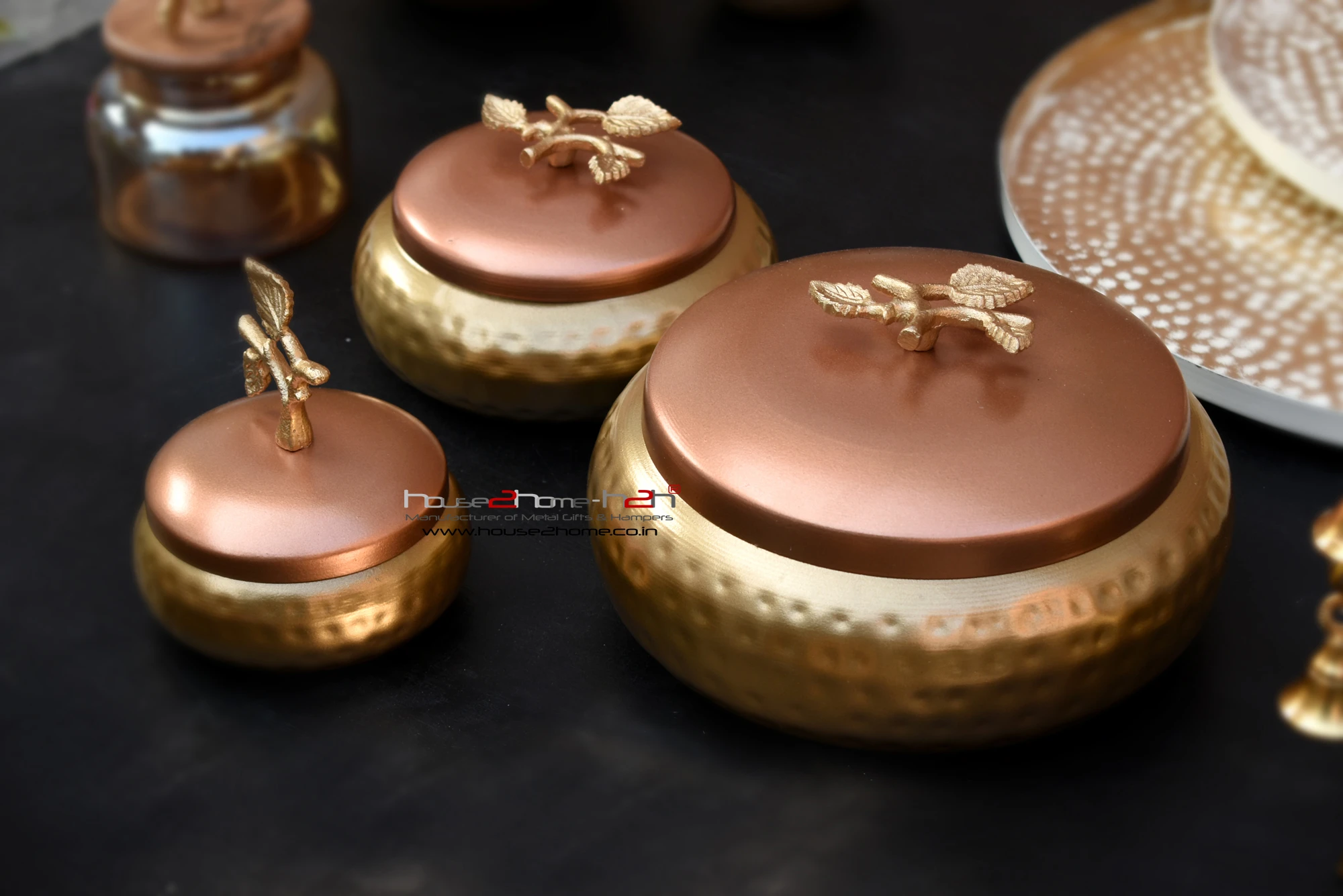 Trove Metal Gifting, Hamper Jar with Knob 8x4 inch - Copper Gold - Image 4