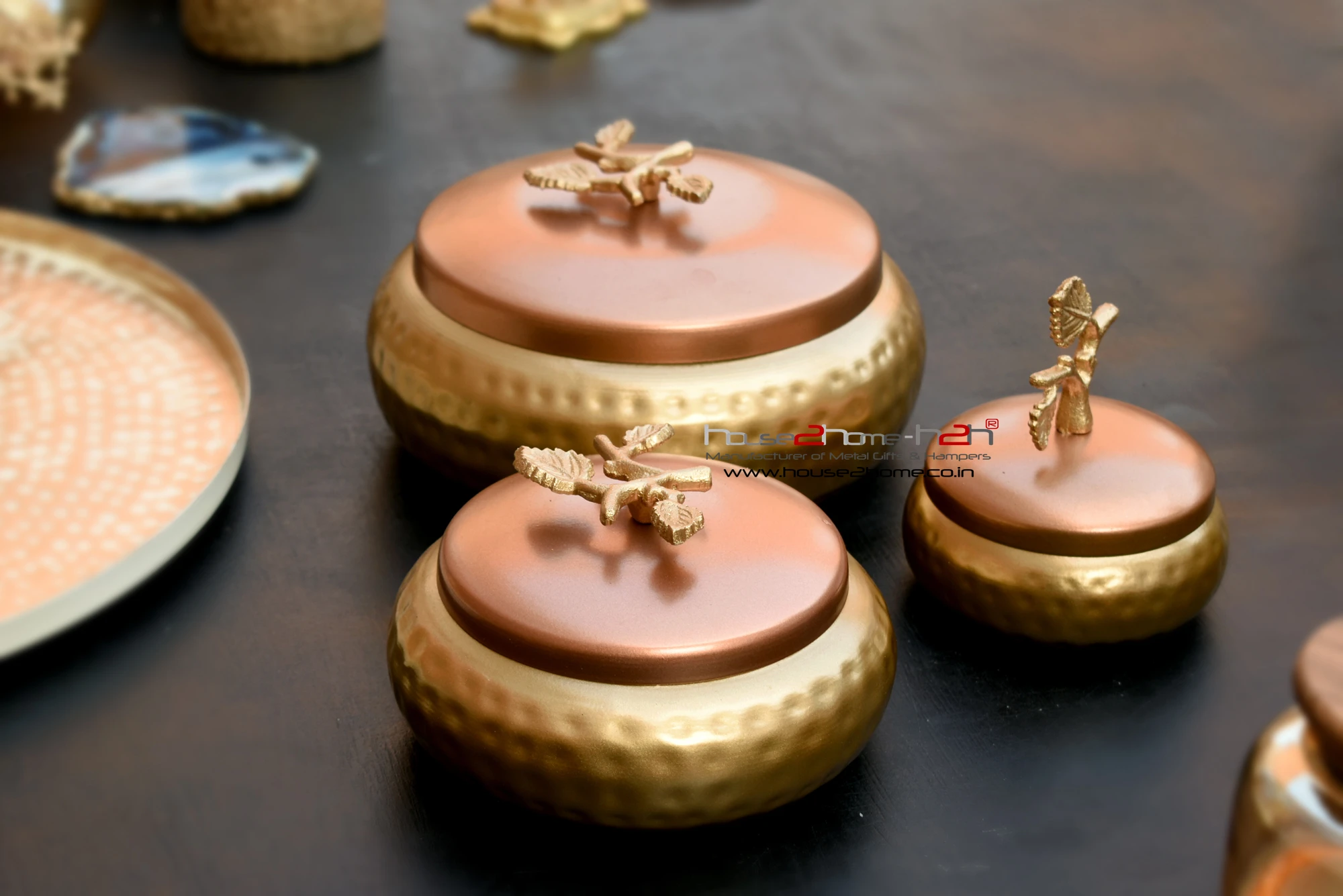 Trove Metal Gifting, Hamper Jar with Knob 8x4 inch - Copper Gold - Image 9
