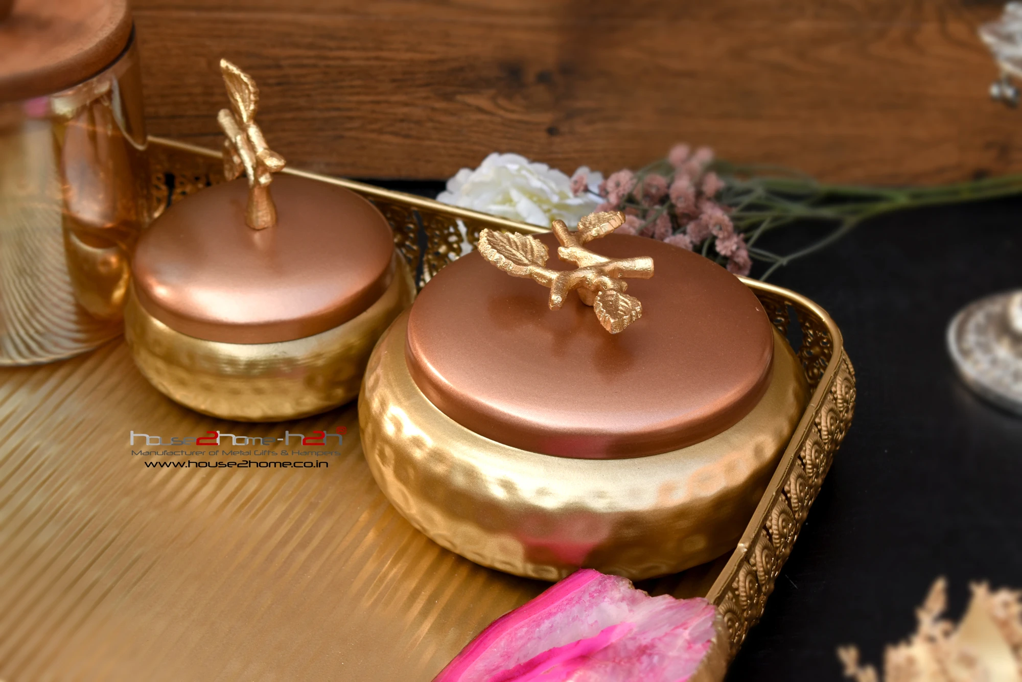 Trove Metal Gifting, Hamper Jar with Knob 8x4 inch - Copper Gold - Image 7