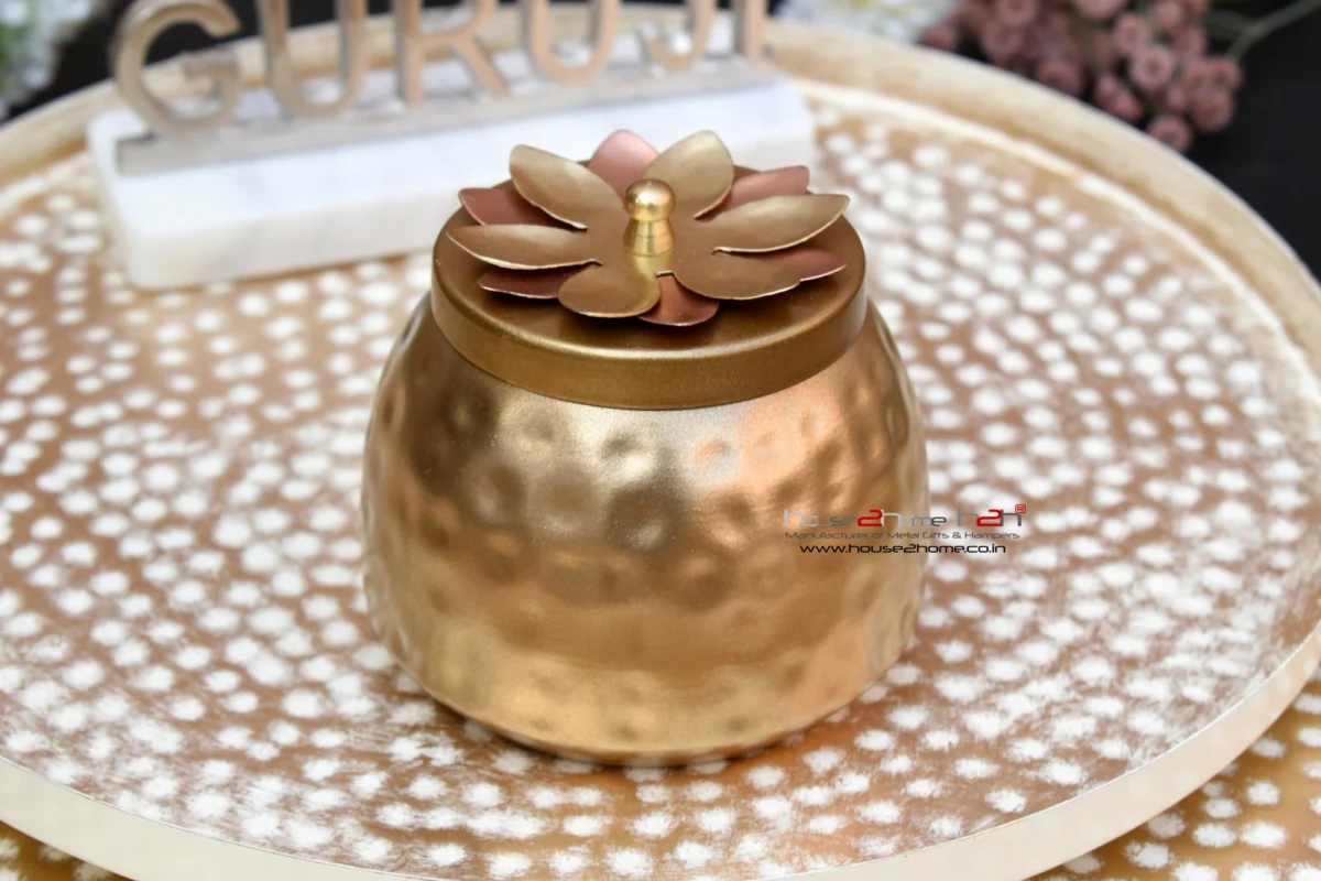 Surahi Metal Dry Fruit Jar 3x4 inch - Copper Gold