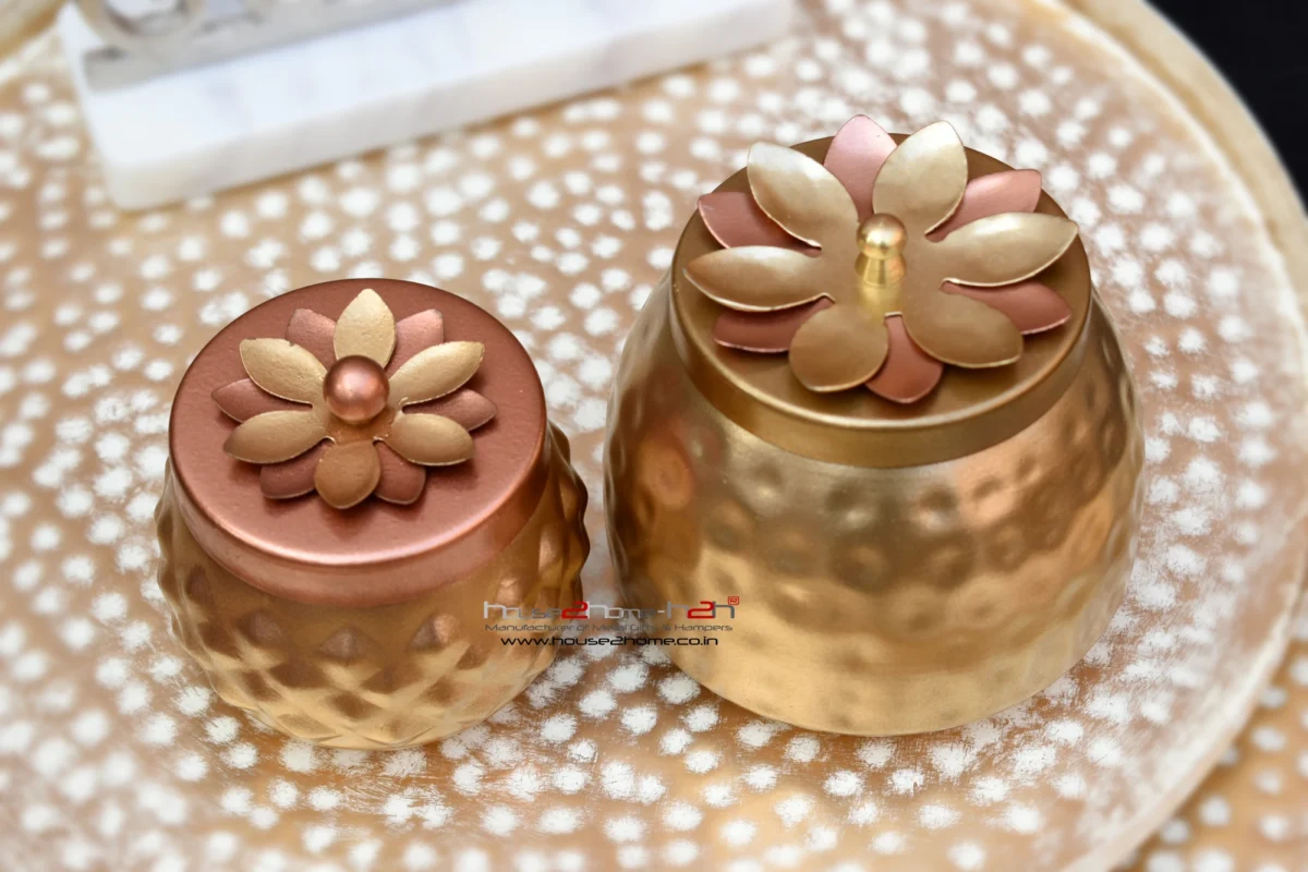 Alternative view of Surahi Metal Dry Fruit Jar 3x4 inch - Copper Gold