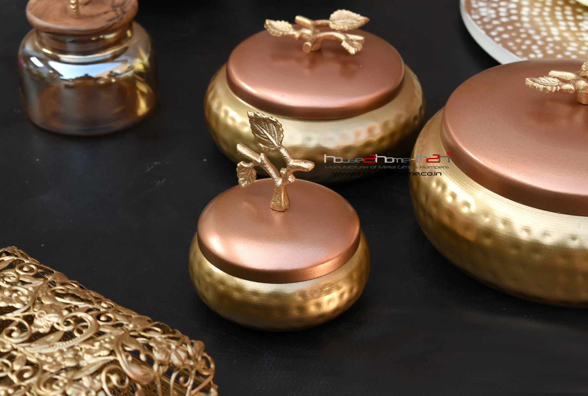 Trove Metal Gifting, Hamper Jar with Knob 8x4 inch - Copper Gold - Image 8