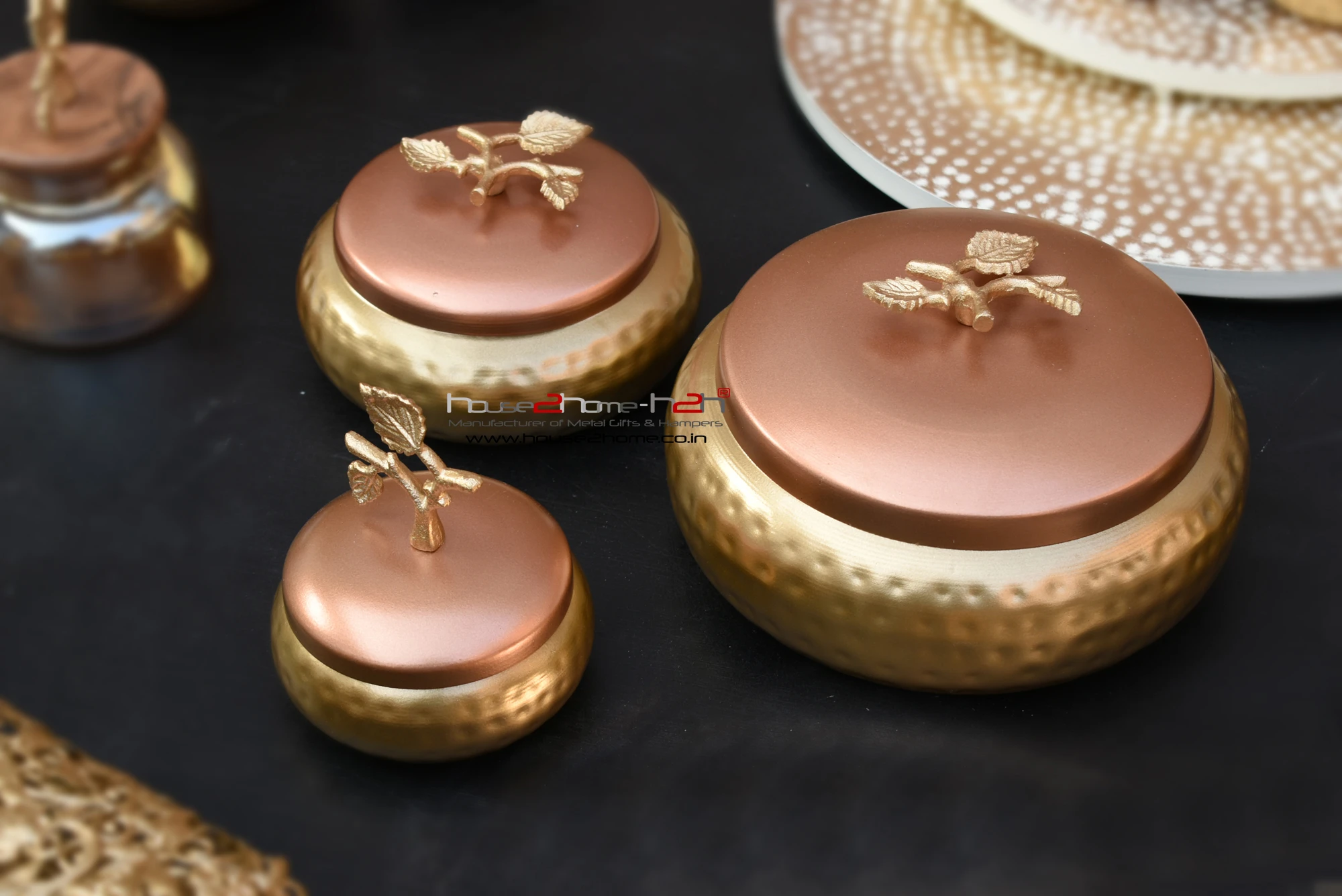 Trove Metal Gifting, Hamper Jar with Knob 8x4 inch - Copper Gold - Image 6