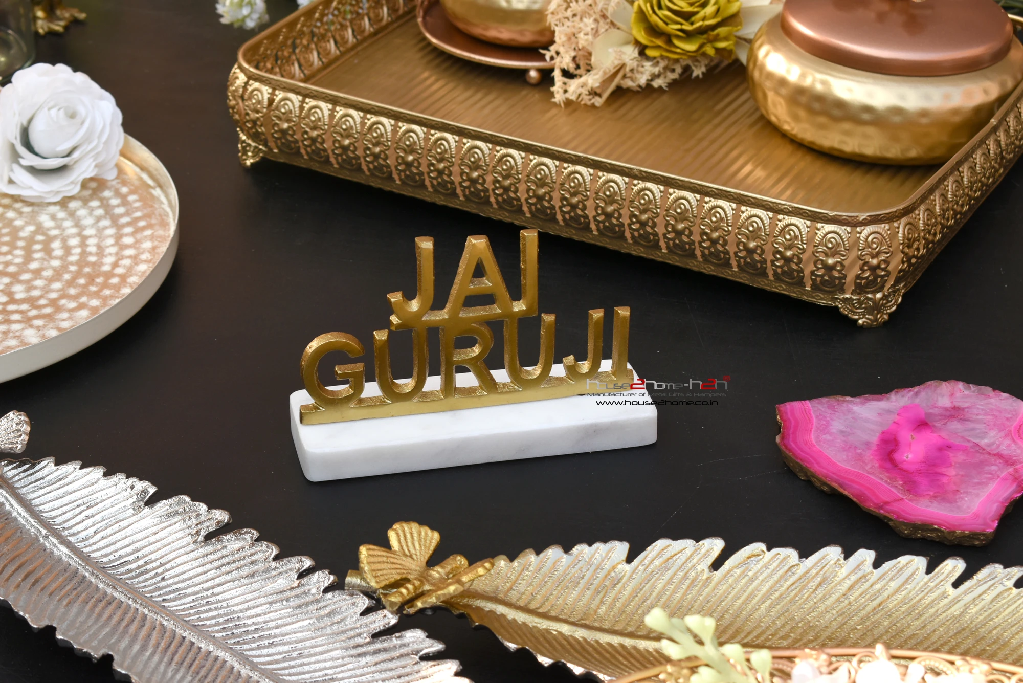"Jai Guru Ji" Metal Symbol with Marble base 6x4 inch - Image 3