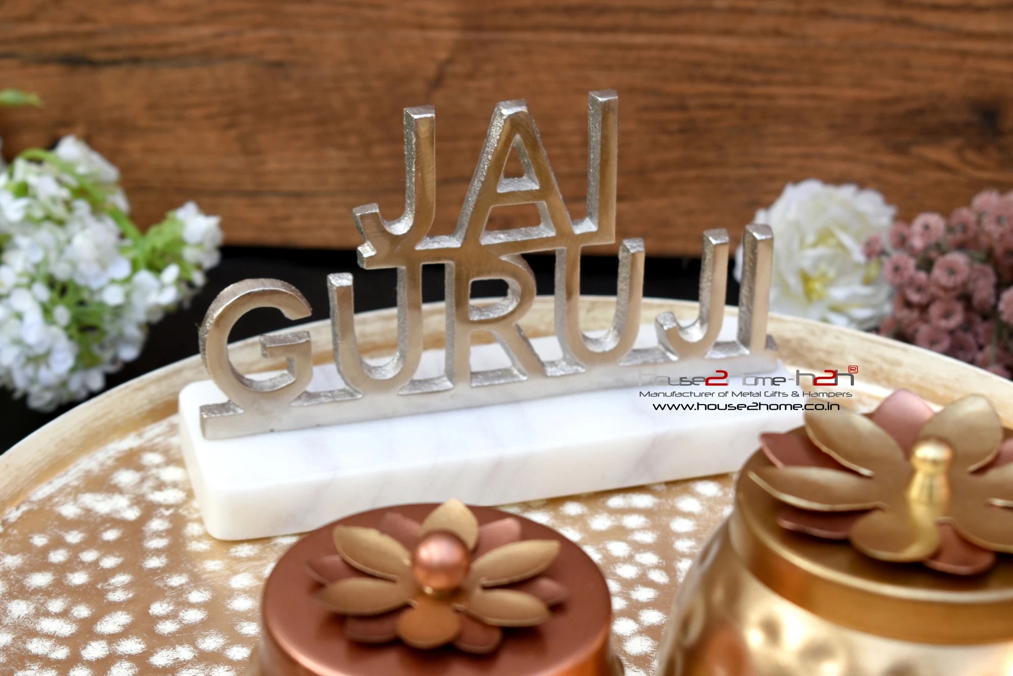 "Jai Guru Ji" Metal Symbol with Marble base 6x4 inch - Image 2