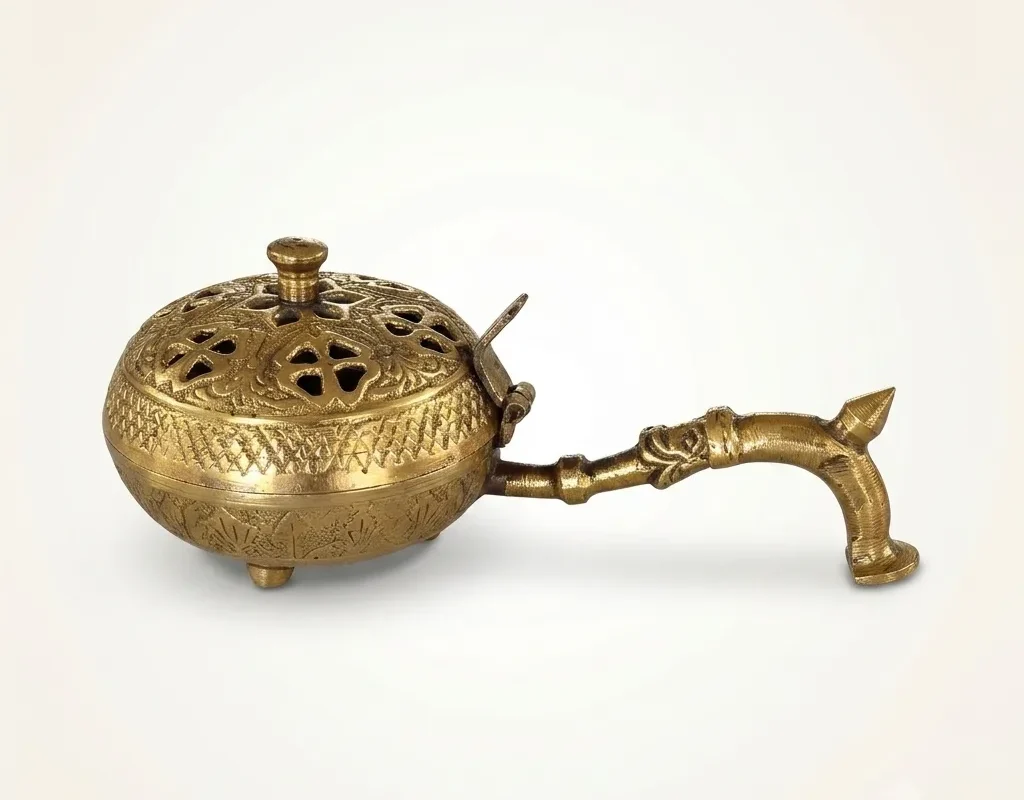 Elegant brass dhoop dani displayed as a thoughtful wedding return gift for shaadi hampers and ceremony collections.