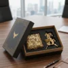 An ornate brass hamper set, a sophisticated choice for premium shaadi return gift collections and ceremonies.