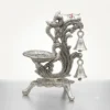 Diwali decorative diya, German silver diya Diwali gift, festive diya with bells, traditional Diwali decor, pooja diya antique finish, Diwali home decor diya