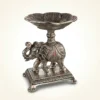 Handcrafted German silver elephant urli bowl with engraved detailing for elegant home and festive décor.
