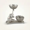 German silver Ganesha dry fruit bowl set with decorative serving bowls for festive décor and elegant gifting.