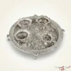 A traditional German silver thali set, perfect for elegant wedding return gift hampers and shaadi ceremony rituals.