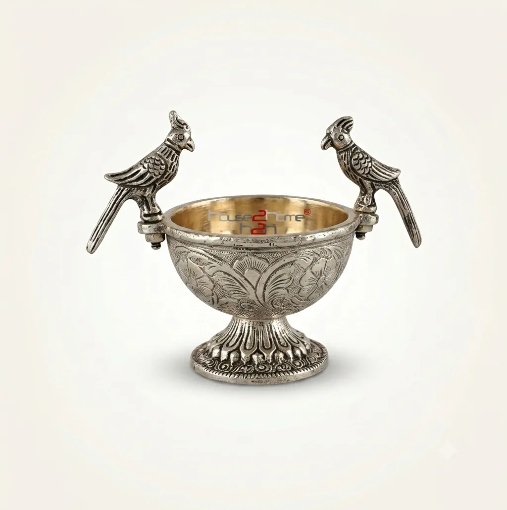 Elegant German silver bird bowl, a sophisticated choice for premium shaadi return gift hampers and wedding trousseaus.