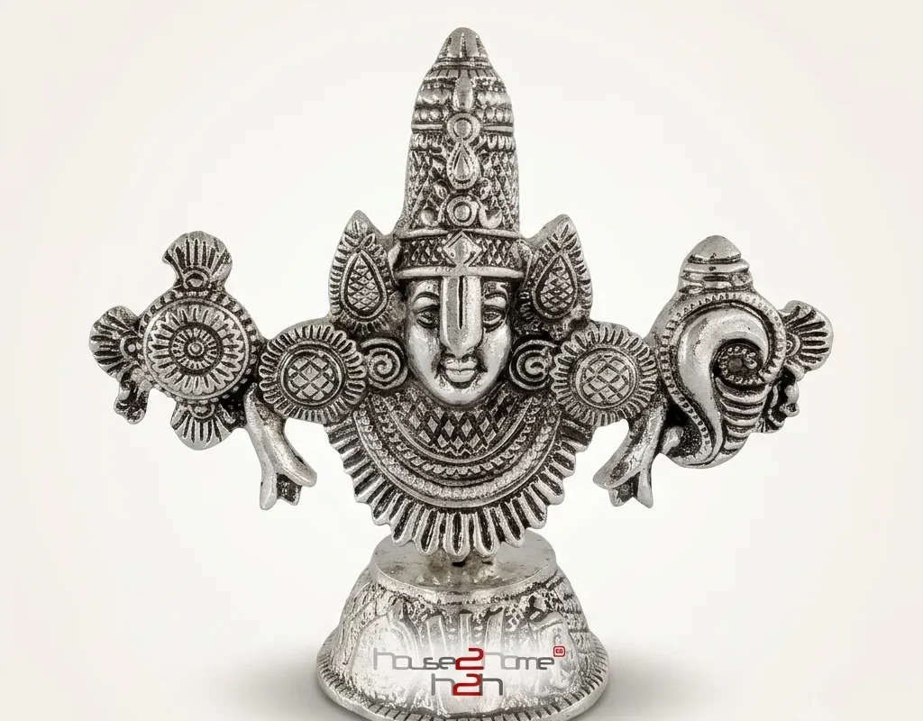 A finely crafted German silver Venkateswara Swamy idol featuring intricate traditional engravings and a polished finish.