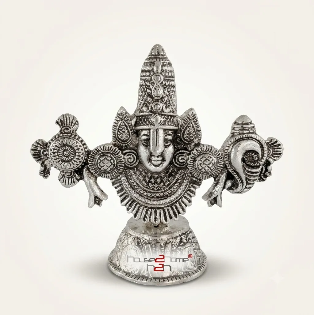 A finely crafted German silver Venkateswara Swamy idol featuring intricate traditional engravings and a polished finish.