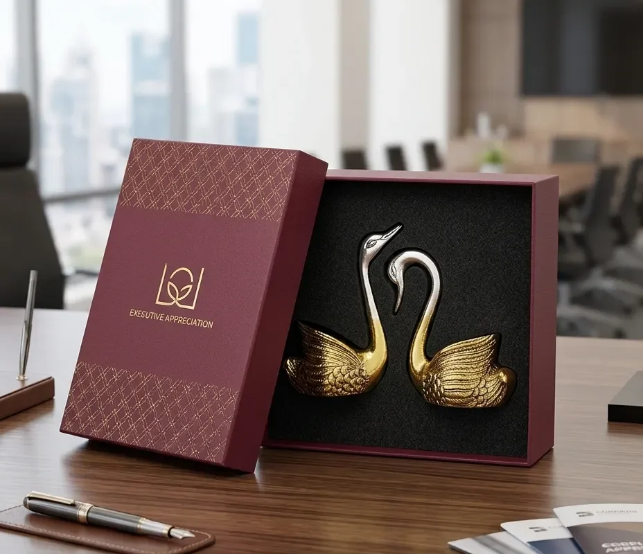 An elegant swan couple gift, ideal for shaadi return favors and romantic wedding ceremony gift hampers.