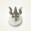 German silver Trishul with Damru on a marble base for devotional décor and spiritual home display.