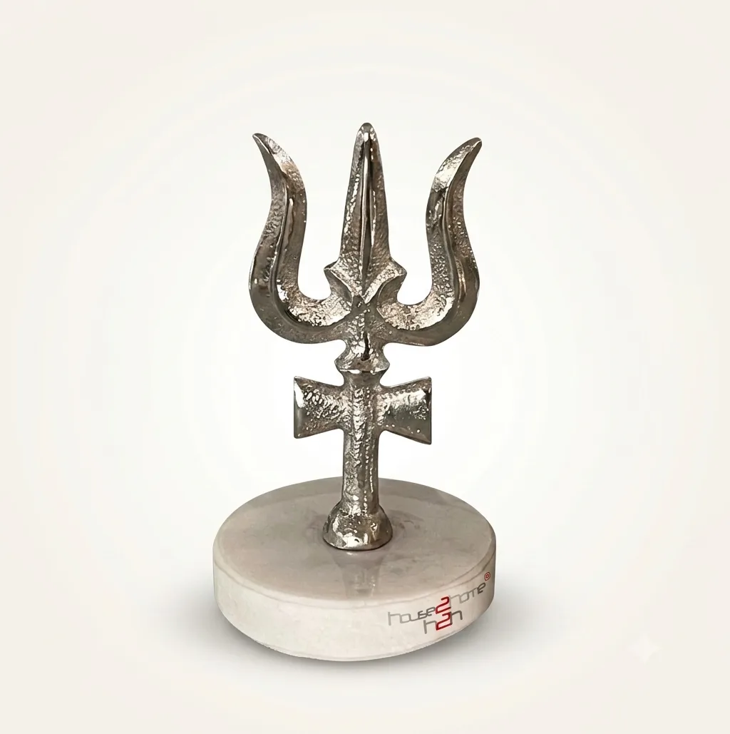 German silver Trishul with Damru selected for premium corporate festive gifting and executive gift hampers.