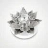 Lotus German silver diya in marbled resin base – elegant wedding return gift and shaadi ceremony gift