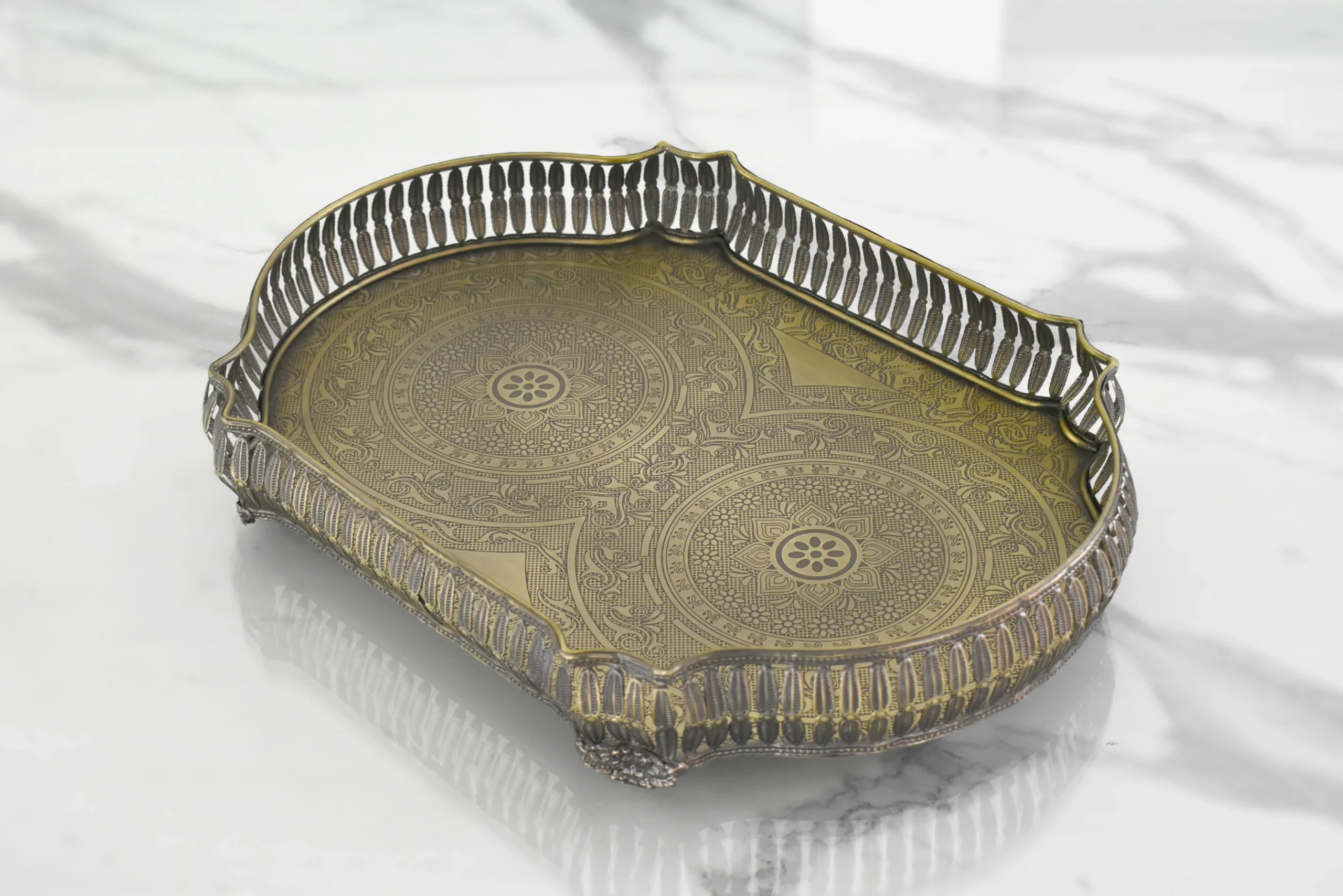 Mora Tara Tray Nickle Antique/ Brass Antique 15"x11"
