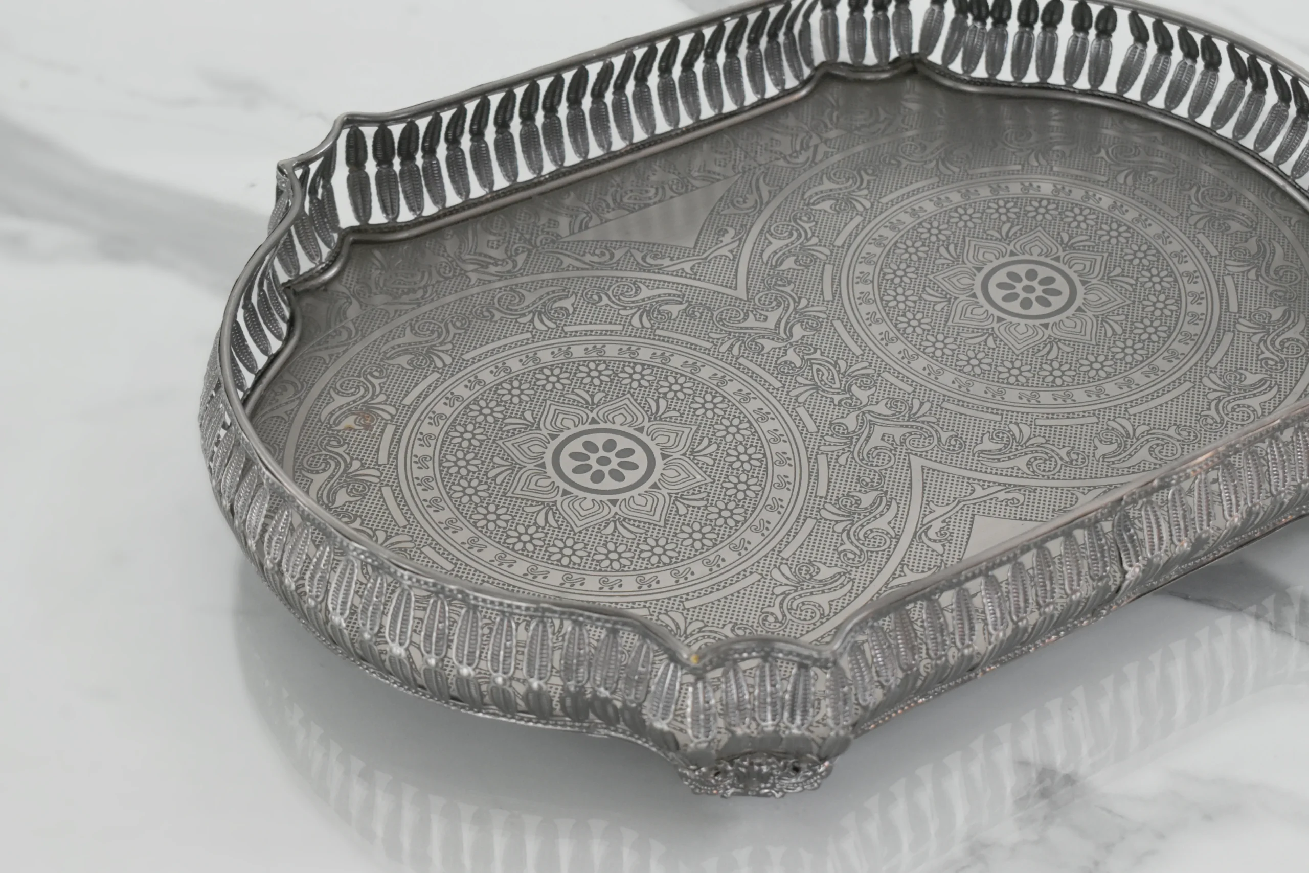 Mora Tara Tray Nickle Antique/ Brass Antique 15"x11" - Image 3